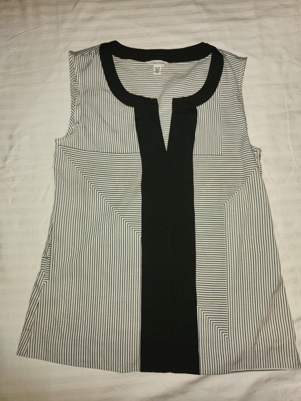 Calvin Klein Black & White Sleeveless Striped Camisole